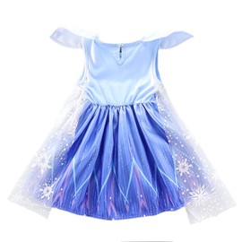 Lito Angels Girls Ice Princess Snow Queen Costume Birthday Party Fancy Dress Up with Snowflake Cape Age 2-3 Years Blue 267