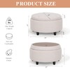 COLAMY Fabric Round Storage Ottoman with Reversible Tray Lid –