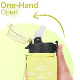 GOPPUS Kids Water Bottles with Straw, BPA Free Leakproof Drinking Bottle for School, Tritan, Girls, Boys, Sports Water Bottle, Reusable for Toddlers with Time Markers, 500