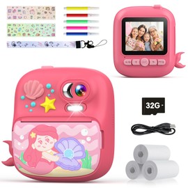 Kids Camera Instant Print, Camera for Kids with Printing Photo Paper, Toys for Girls Aged 3-13, Toddler Digital Camera for 4 5 6 7 8 9 10 11 12 Years Old - Pink
