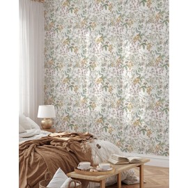 Coloritto English Garden Wallpaper | Removable Self Adhesive Botanical Wallpaper | Neutral Floral Peel and Stick Wall Decor (Sample 12" W x 8" H)