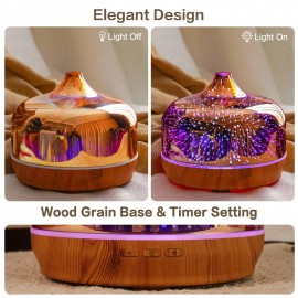 Porseme 500ml 3D Glass Oil Diffuser - Auto Shut - Off,Timer,for Home/Hotel, Gift