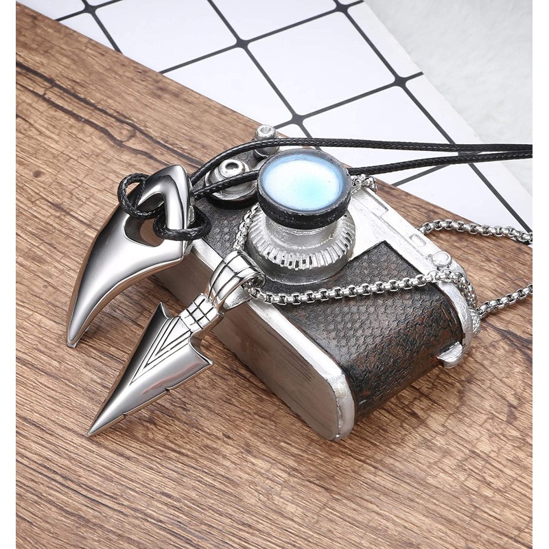 Morfetto 2 Pieces Stainless Steel Pendant Necklace for Men Spearpoint
