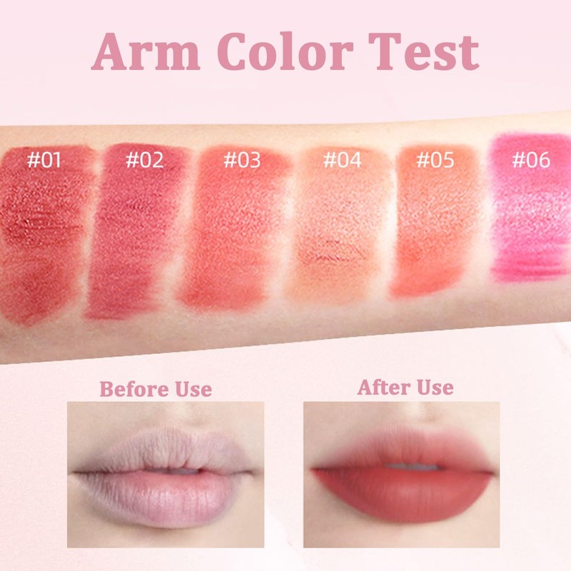 MooGlamor 6 Pcs Red Matte Lip Gloss Stick Set with