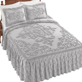 Collections Etc Noelle Textured Design Chenille Ruffled Skirt Bedspread