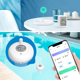 INKBIRD Wireless Pool Thermometer and WiFi Gateway Combo, with IBS-P01R Floating Thermometer for Swimming Pool, IBS-M1 WiFi Gateway Supports Wireless Thermometer Connection with Export Data