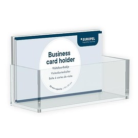 EUROPEL Clear Acrylic Landscape Business Card Holder for Business Cards 55 x 95 mm (350090)