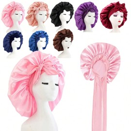 새틴 수면 보닛 레이어 조절 헤어 곱슬머리용 나이트 캡 샤워 실크 커버 스타일링, 1. 1PC-Pur..., 1개 Satin Sleep Bonnet with Layer Adjustments for Curly Hair - Night Cap Shower Silk Cover Styling, 1PC-Pur..., 1 piece