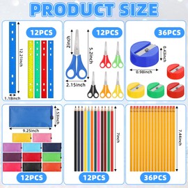 Ctosree 120 Pcs Back to School Supply Kit for Kids Classroom Backpack Essentials Bundle Include Pencils, Plastic Rulers, Pencil Pouch, Safety Scissors, Sharpeners for Students