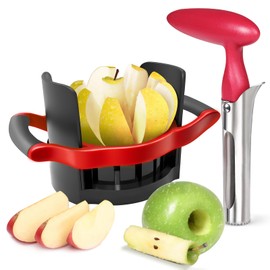 [Upgraded] Newness 5.12 Inch Large Apple Slicer and Corer, Cut 8 Slices All the Way Through, HEAVY DUTY Stainless Steel Apple Corer & Slicer for Fruits & Vegetables - Dishwasher Safe