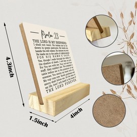 Christian Quote Wood Plaque Gift, Psalm 23- the Lord is My Shepherd, Plaque with Wooden Stand, Wood Sign Plaque, Bible Verse Gift Wood Sign, Christian Family Religious Home Décor, Christian Gift A1