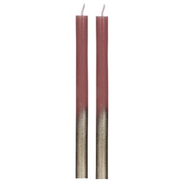 COMFORDER Taper Candles Set, 2 x Table Candles Mauve with Gold, 25 cm, 10 Hours Burning Time