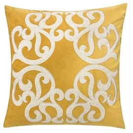 Homey COZY Yellow Throw Pillow Cover,Large Premium Applique Sparkly Vine Velvet Sofa Couch Pillowcase Modern Home Decor 20x20,Cover Only