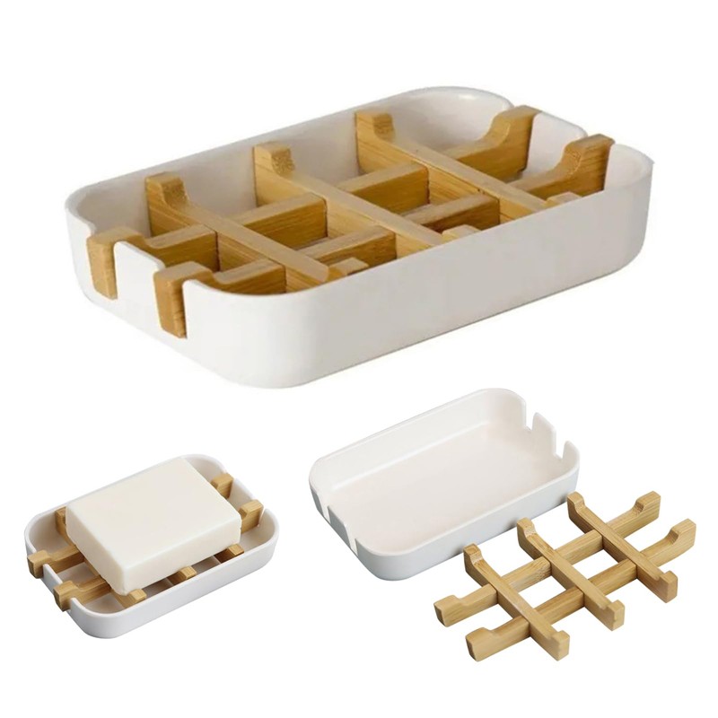 Durable Bamboo Soap Dish with Drainage - Natural Soap Holder