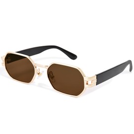 ZESAKER Retro Rectangle Sunglasses for Women 90s Vintage Classic Small Square Frame Sun Glasses UV400 Protection Trendy Y2K Glasses Shades for Women Ladies Girls (Brown)