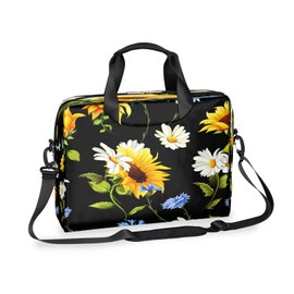 Laptop Shoulder Bag, Daisy Flower Sunflower Floral Computer Laptop Bag Waterproof Laptop Sleeve Case 16 Inch Laptop Satchel Briefcase Carrying Bag for Men Women Business Travel College