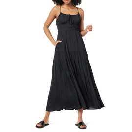 The Drop Women's Tavia Tie-Front Tiered Maxi Dress, Black, M