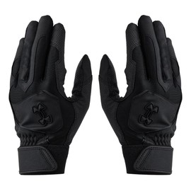 UA Clean Up Batting Gloves, Colorless, 6001311 (001), Black, Black, Medium