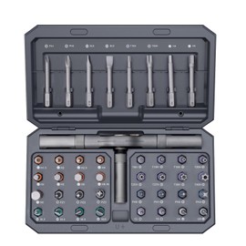 OQIMAX 42 in 1 Magnetic Screwdriver Set, DIY Ratchet Screwdrivers Set with 40 PCS Magnetic Bits, Multi Ratchet Screwdriver Kit, Portable Repair Set for Furiture Computer Bicycle(Grey)