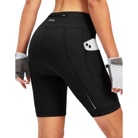Bikewa - Pantalones cortos acolchados para mujer, 4D, para ciclismo, ciclismo, carretera, ciclismo, ciclismo, ciclismo, ciclismo, para mujer, bolsillos con cierre