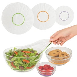 Kitchen Strong Plastic Bowl Covers, Elastic Reusable Food Covers for Bread Proofing, Storage & Outdoor Use – 100 Pack, Stretch Fit, 3 Sizes