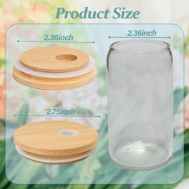 TERESRY 8 Pack Bamboo Lids for Glass Cups with Straw Hole, 2.75 inch/70 mm Wooden Lids for 16 OZ Beer Can Cups, Replacement Canning Lids for Regular Mouth 20 OZ 24 OZ Glass Cups