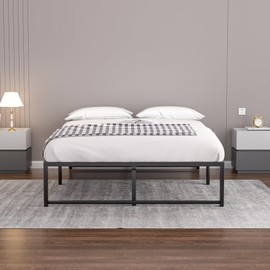 VECELO 14" High Full Bed Frame/Metal Platform Mattress Foundation/No Box Spring Needed