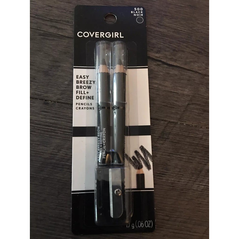 COVERGIRL Easy Breezy Brow Pencils, with 2 Pencils (500 Black)