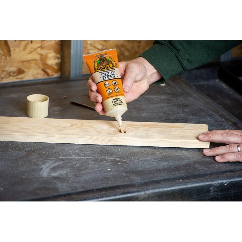 Gorilla All Purpose Wood Filler, 6oz Tube, Natural (Pack of