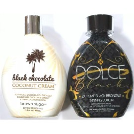 Brown Sugar & Dolce Vita Tanning Black Chocolate Coconut Cream 200X Bronzer & DOLCE Black Tanning Bed Lotion