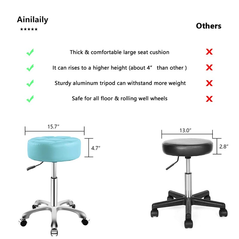 Rolling Adjustable Stool with Wheels for Work Medical Tattoo Salon