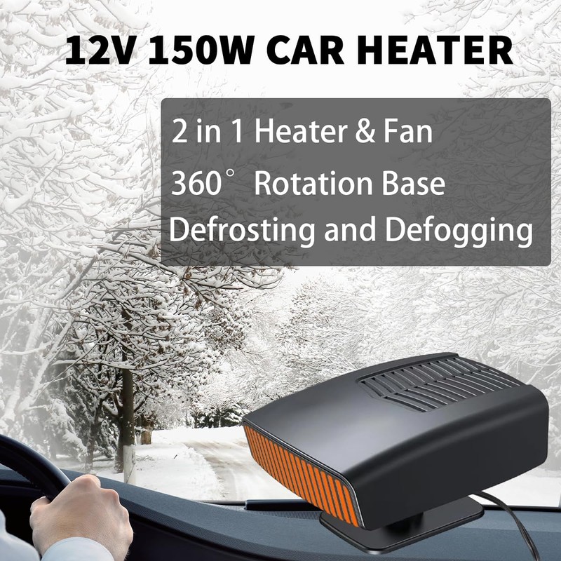12 Volt Car Heater that Plugs into Cigarette Lighter, 150W