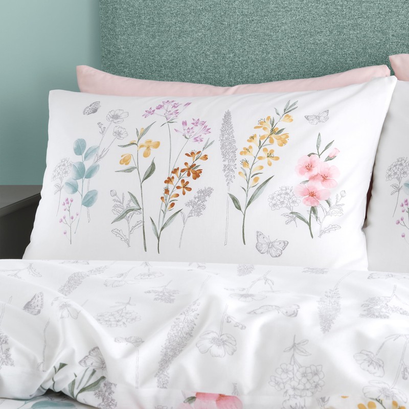 Catherine Lansfield Emilia Floral Reversible Single Duvet Cover Set with