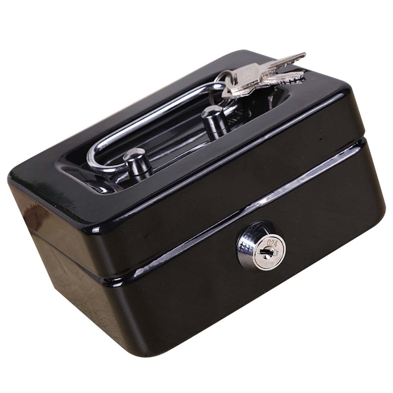 Cash Box with Money Tray Metal Storage Safe Lock Box