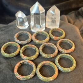 Hand Carved New Natural Solid Hand Carved Unakite Healing Band Ring size 9