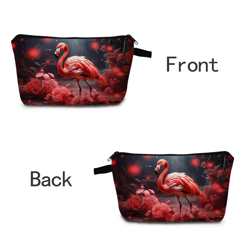 MoCaliduccious Flamingo Print Women's Makeup Bag Beach Travel Organizer Women's