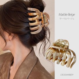 Cross MarbleBE CY127 MarbleBE Hair Claw, Small, Secure, Simple, Mini, Strong, Hair Clip, 3.5 inches (9 cm), Anti-Slip, Adults, Marble Beige