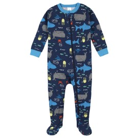 Gerber Paquete de 2 Pijamas con pies para bebé, Azul mar, 0-3 Meses