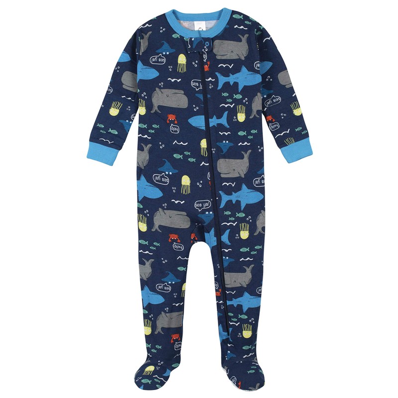 Gerber Paquete de 2 Pijamas con pies para bebé, Azul