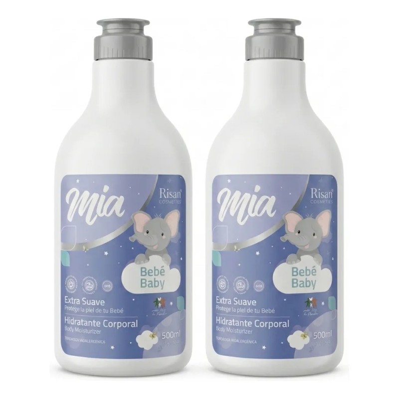 2x Crema Bebé Hipoalergénica 500ml | Piel Sensible | Risan