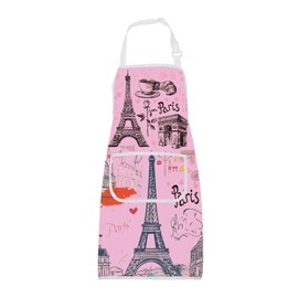 ENSIANTH Pink Paris Apron Eiffel Paris Tower Apron Paris Cooking Apron for Women Paris Kitchen Baking Home Apron Paris Lover Gift (Pink Paris Apron)