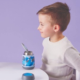 b.box Insulated Food Jar Mini | Small Snack Container for Babies and Kids | Double Wall Stainless Steel | Keeps Food Cold for 6hrs, Warm for 4hrs | (Blue Camouflage, 7 oz)