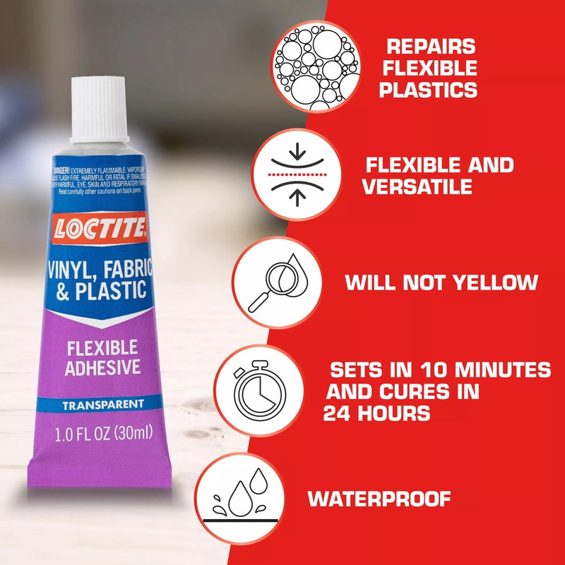 Loctite 1360694 Vinyl Fabric & Plastic Repair Flexible Adhesive, 1