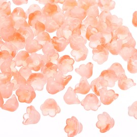 PATIKIL Glass Trumpet Flower Beads, 200 Pcs Gradient Flower Bead Charm for Jewelry Making DIY Craft, Bracelets, Earrings, Necklaces Decorations, Orange