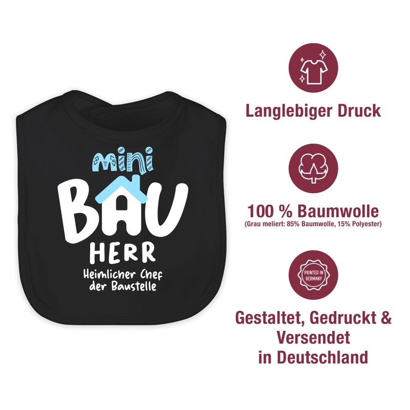 Shirtracer - Baby Bib - Sayings - Mini Builder White,