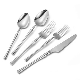 Lemeya 20 Piece Silverware Set,18/10 Stainless Steel Flatware Set Service for 4,Unique Cutlery Set with Canton Tower Handle,Forks Spoons and Knives Set,Mirror Polished,Dishwasher Safe