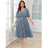 SCOMCHIC Women Plus Size Midi Dresses Wedding Guest Short Sleeve