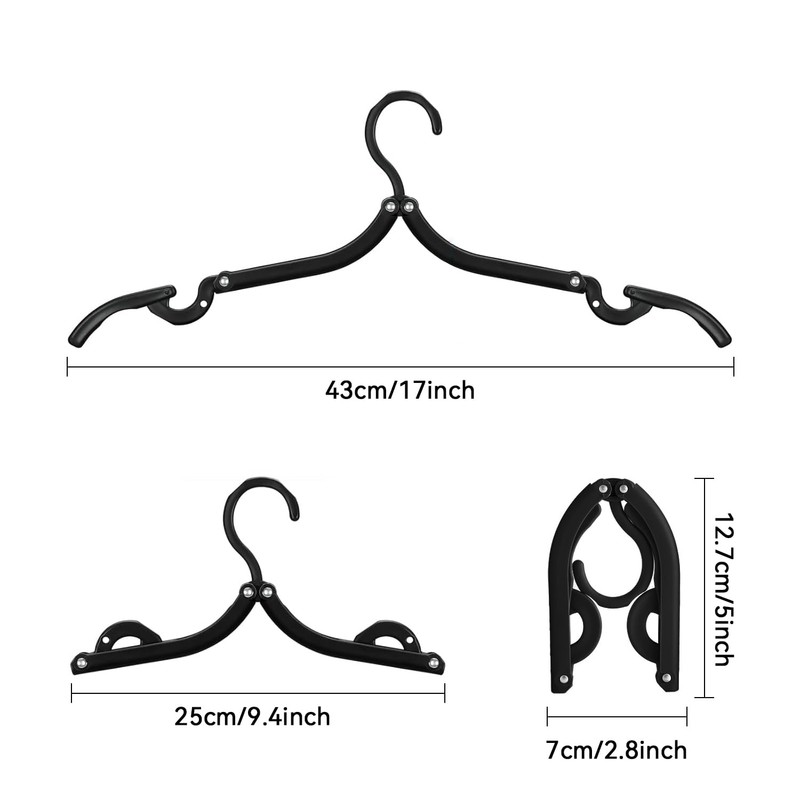 Travel Folding Hanger Household Multifunctional Portable Hanger (Black)