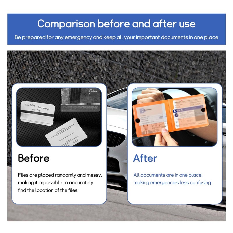 Dickno 2 PCS Car Registration and Insurance Holder, 10.6''×4.8'' Essential