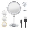 Espejo De Maquillaje Led Retráctil Aumento Doble Cara Usb
